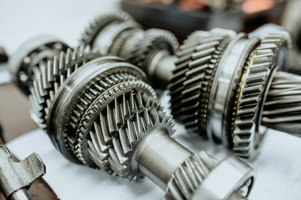 Close up of brand new car Engine gears